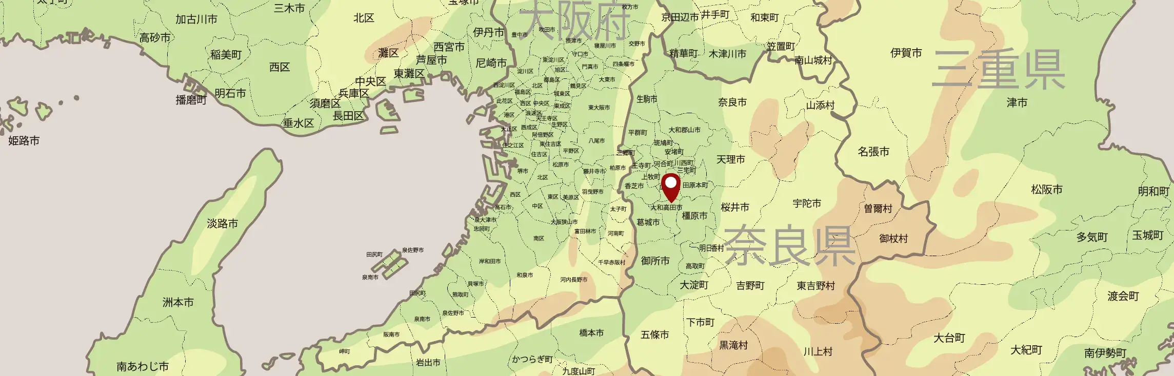 奈良県大和高田市中心の地図