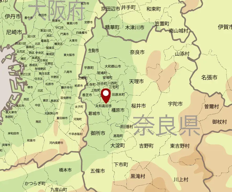 奈良県大和高田市中心の地図