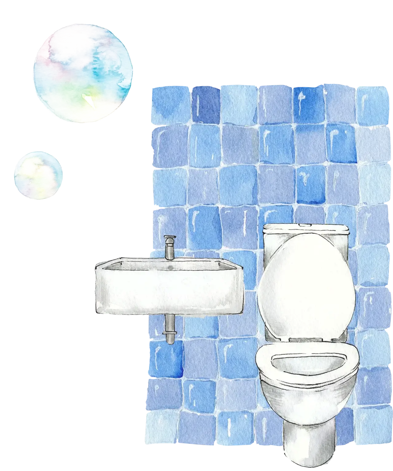 タイル貼りのトイレのイラスト